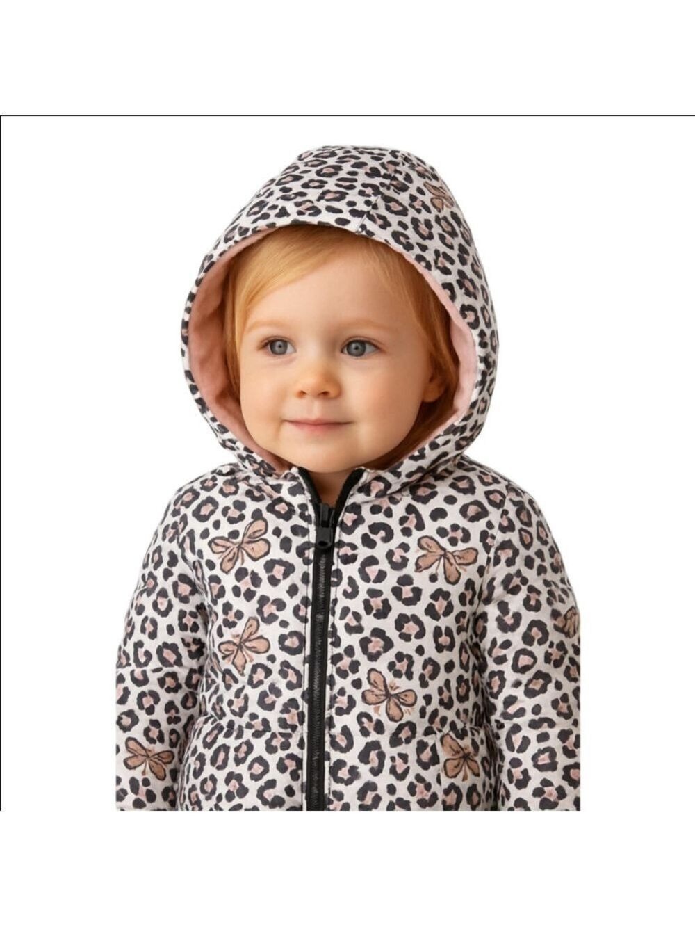 Wippette Toddler Jacket Pink Butterfly Cheetah Print Hooded Puffer 2T